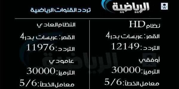 تردد قناة On Sport عربسات- قناة الرياضة العالمية 1140 1