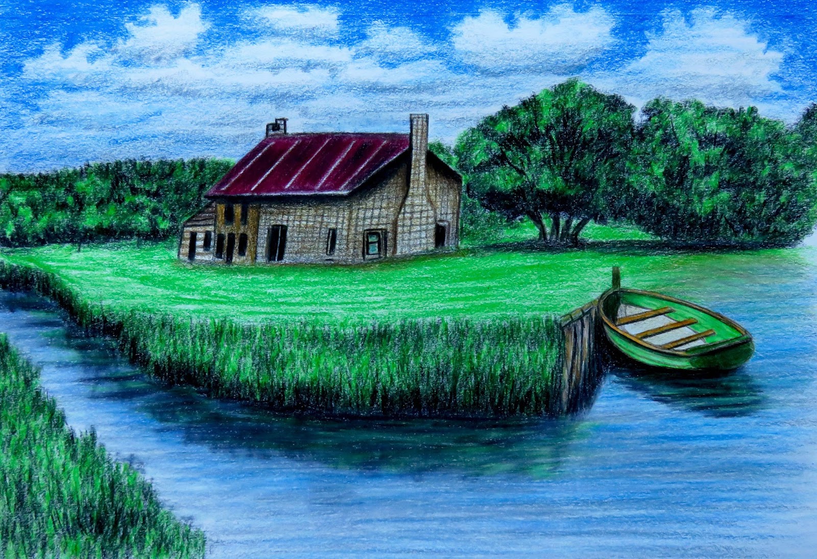 رسم منظر طبيعي - صور رسومات لمناظر طبيعية 2436 7